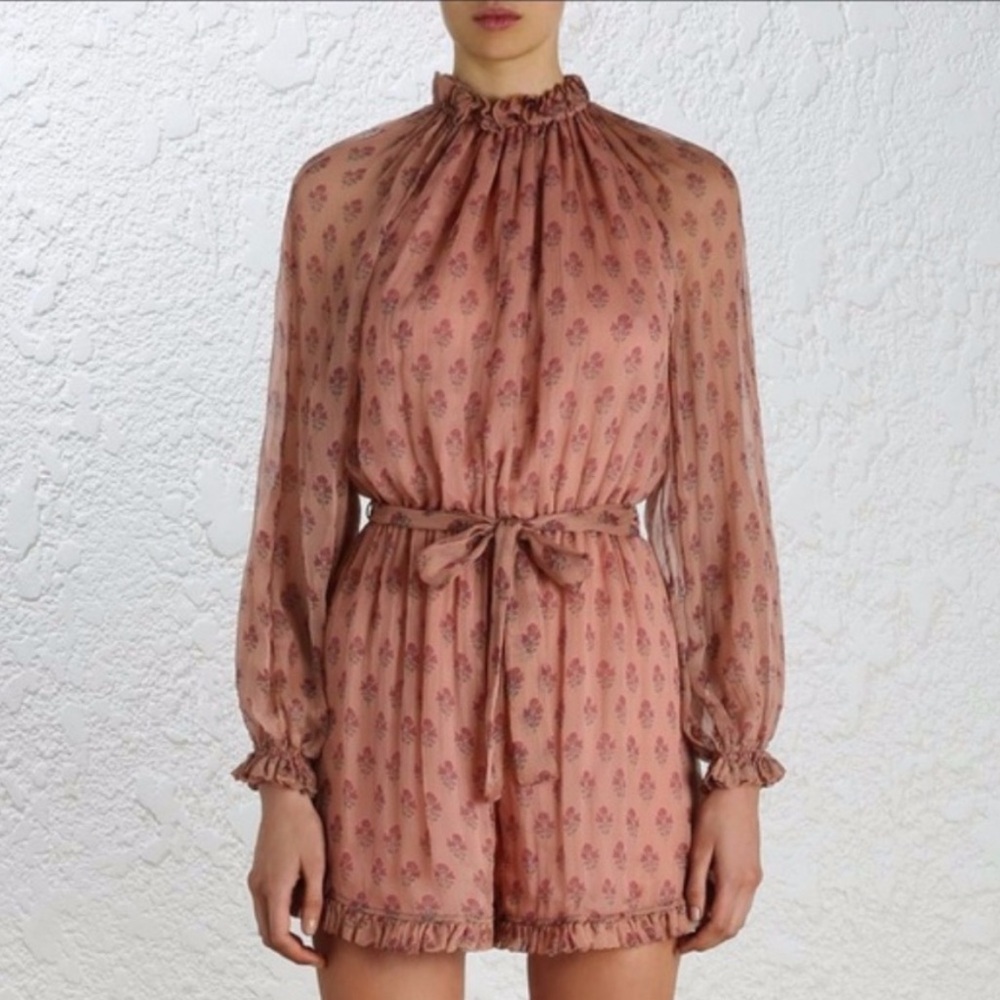 Zimmermann Silk Karmic Stamp Ruffle Romper